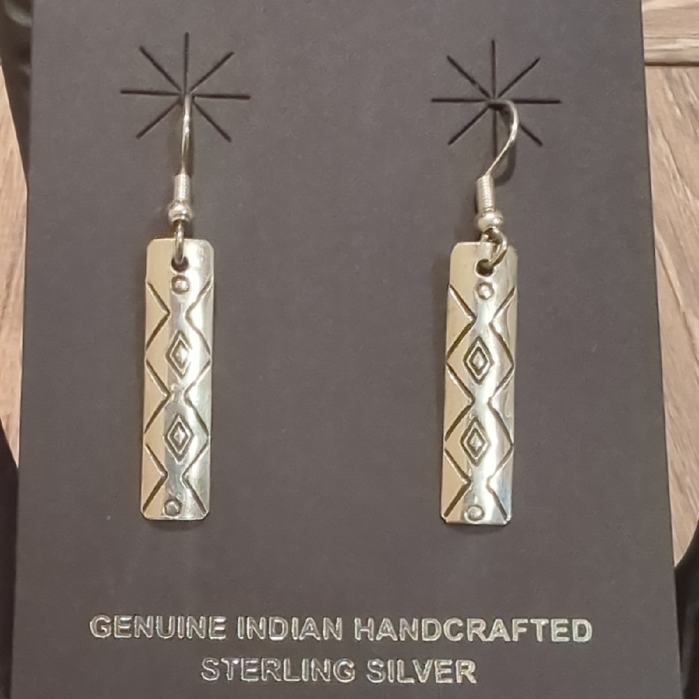 Navajo Sterling Silver Stamped Handmade Earrings
